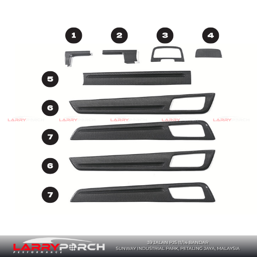 Carbon Fiber Car Interior Trim Set for Porsche Cayenne 9Y0.1 (2018-2023)