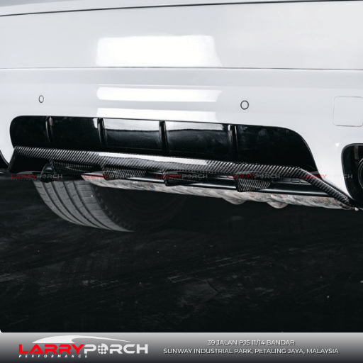 GTS TKT style carbon fiber rear diffuser trims for Porsche Cayenne 9Y0.1 (2018-2023)