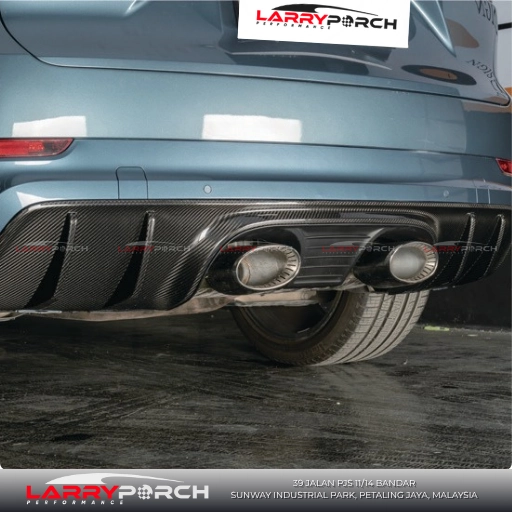 Turbo GT Style Carbon Fiber Rear Diffuser Trims for Porsche Cayenne 9Y0.1 (2018-2023)